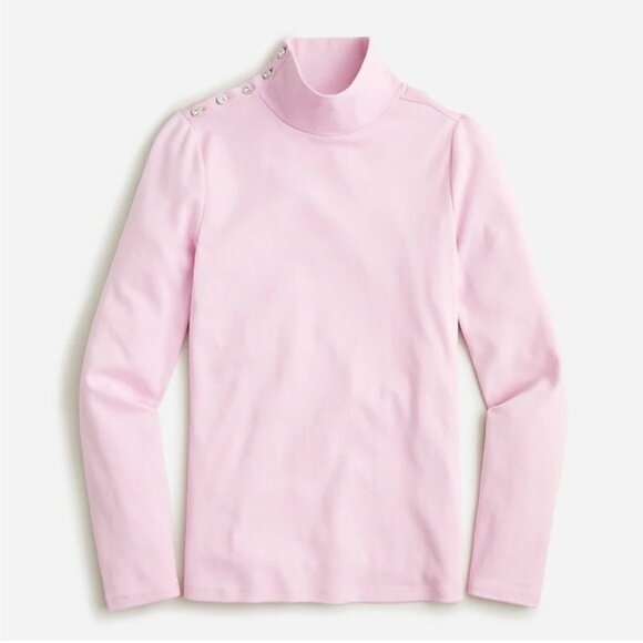 J.Crew Barbie Pink Perfect-fit turtleneck with jewel buttons Sz Small Barbiecore - Picture 1 of 9